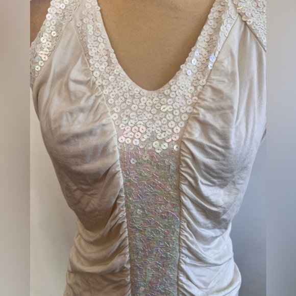 Worthington tank top with ruching irradecent sequins size large Y2K - Picture 2 of 4